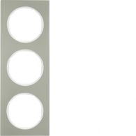 10132214 - Frame 3gang, R.3, stainless steel/p. white