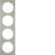 10142214 - Frame 4gang, R.3, stainless steel/p. white