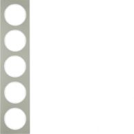 10152214 - Frame 5gang, R.3, stainless steel/p. white