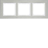 10233609 - Frame 3gang hor., B.7, stainless steel/p. white matt, metal brushed