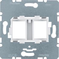 454105 - Supporting plate white mounting device 2gang for modular jacks, com-tech