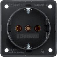 9418505 - SCHUKO socket outlet, with screw terminals, Integro module inserts, black matt