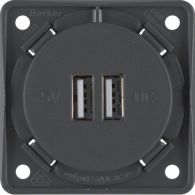 926002505 - Integro Inserts, 230V USB Charging Socket Outlet Anthracite Matt