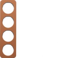10142369 - Frame 4gang, R.1, brown/p. white glossy, embossed leather