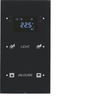 75642155 - Touch sensor 2gang thermostat, display, intg bus coupl. unit,KNX-R.3, glass bl.