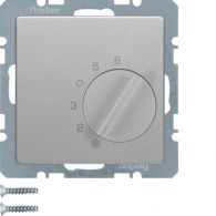 20266084 - Thermostat w. change-over contact and centre plate, Q.x, alu velvety, lacq.