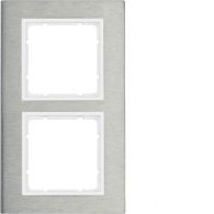 10123609 - Frame 2gang vert., B.7, stainless steel/p. white matt, metal brushed