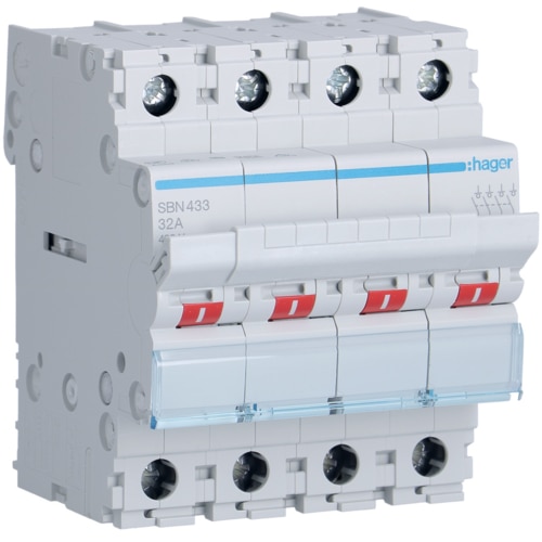 Sonepar Suisse - Disjoncteur Hager MCB quickconnect 4P 415V type C 16A Icn  6kA 4UM