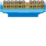 KM10A - Brass terminal, 5x10mm² 5x16mm²,with mounting base,  Color: blue