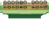 KM10B - Brass terminal, 5x10mm² 5x16mm²,with mounting base,  Color: green