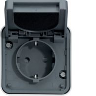 WNC160 - cubyko Socket Schuko screwless &amp;childpro wall mounted grey IP55