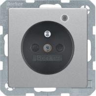 6765096084 - Socket outlet with earthing pin and control LED, Q.x alu velvety, lacquered