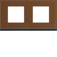 WXP4912 - Plate gallery 2 gang horizontal 71mm coffee leather material