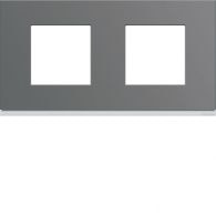 WXP0912 - Plaque gallery plastique peint 2 postes horizontale 71mm taupe