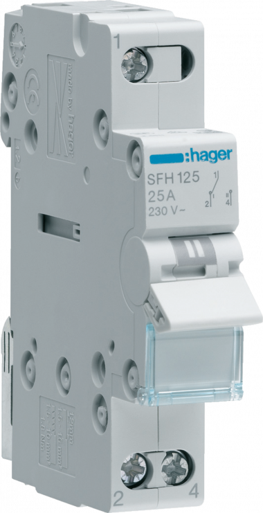 Hager Contactor: 2-pole installation; 25A; 24VDC; NO x2; -10÷50°C