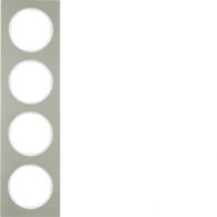 10142214 - Frame 4gang, R.3, stainless steel/p. white