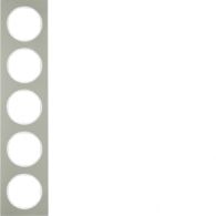 10152214 - Frame 5gang, R.3, stainless steel/p. white