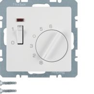 20306089 - Thermostat, NC contact, centre plate, rocker switch, Q.1/Q.3, p. white velvety