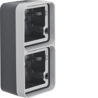6719333505 - Surface-mounted lower casing 2gang vertical, w. frame and cable entries W.1 grey