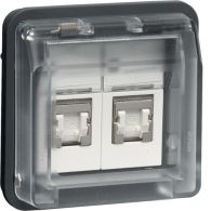 14103505 - FCC soc.out. insert 8/8p shielded hinged cover surf./flushmtd,cat.6,labfield,W1
