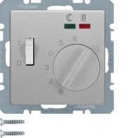 20346084 - Floor thermostat w. NO cont., Centre pl., rocker switch, Q.x alu velvety, lacq.