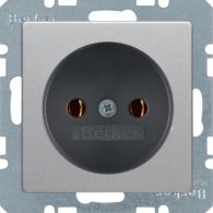 6161036084 - Socket outlet without earthing contact, Q.x, alu velvety, lacquered