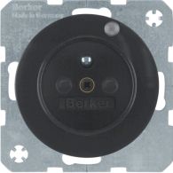 6765092045 - R.1/R.3 Gniazdo z uziemieniem i diodą kontrolną LED, czarny, połysk
