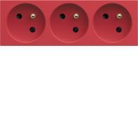 WXF423R - gallery Gniazdo z uziemieniem przelotowe potrójne 3x2P+E 16A 6M czerwony