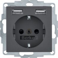 48031606 - B.x Gniazdo SCHUKO z gniazdem ładowania USB 2,4 A; samozaciski; antracyt mat
