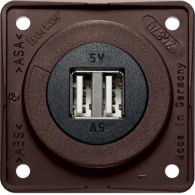 926022501 - Integro 12V Gniazdo USB ładowania A+A 5A; brązowy mat (10x)