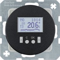 20452045 - Thermostat, NO contact, centre plate, time-controlled, R.1/R.3, black glossy