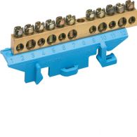 KM11N - Brass terminal, 5x10mm² 5x16mm²,with mounting base,  Color: blue
