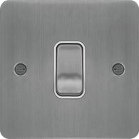 WFDP84BSW - 20A Double Pole Switch Brushed Steel White Insert