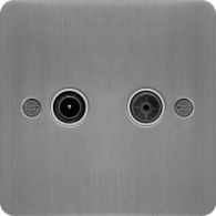 WFDXBSW - TV &amp; FM/DAB Outlet Brushed Steel White Insert