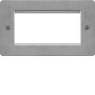 WFP4EUBSW - Euro Style Plate 4 Module  Brushed Steel White Insert
