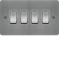 WFPS42BSW - 10AX 4 Gang 2 Way Wall Switch Brushed Steel White Insert