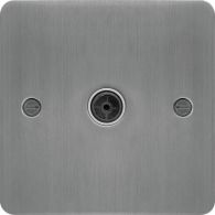 WFTVFBSW - Single Co-ax TV Outlet Female Brushed Steel White Insert