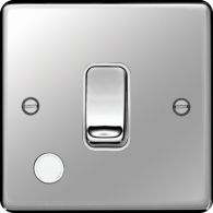 WRDP84FOPSW - 20A Double Pole Switch with Flex Outlet Polished Steel White Insert