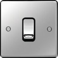 WRPS12PSB - 10AX 1 Gang 2 Way Wall Switch Polished Steel Black Insert
