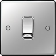 WRPS12PSW - 10AX 1 Gang 2 Way Wall Switch Polished Steel White Insert
