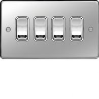 WRPS42PSW - 10AX 4 Gang 2 Way Wall Switch Polished Steel White Insert