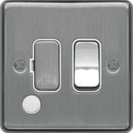 WRSSU83FOBSW - 13A  FCU Switched with Flex Outlet Brushed Steel White Insert