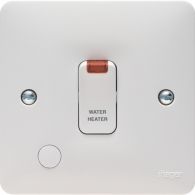 WMDP85FON - 20A Double Pole Switch with LED Indicator &amp; Flex Outlet Marked WATERHEATER