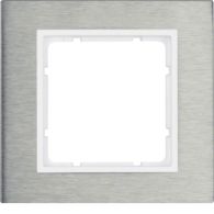 10113609 - Frame 1gang, B.7, stainless steel/p. white matt, metal brushed