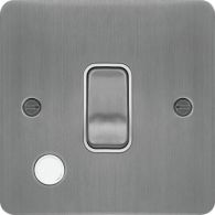 WFDP84FOBSW - 20A Double Pole Switch with Flex Outlet Brushed Steel White Insert