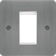 WFP1EUBSW - Euro Style Plate 1 Module  Brushed Steel White Insert