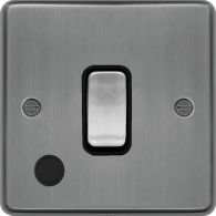 WRDP84FOBSB - 20A Double Pole Switch with Flex Outlet Brushed Steel Black Insert