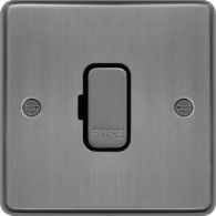 WRSU83BSB - 13A FCU Unswitched Brushed Steel Black Insert