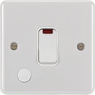 WPDP84FONW - 20A Double Pole Switch with LED Indicator and Flex Outlet White