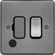 WRSSU83FOBSB - 13A  FCU Switched with Flex Outlet Brushed Steel Black Insert